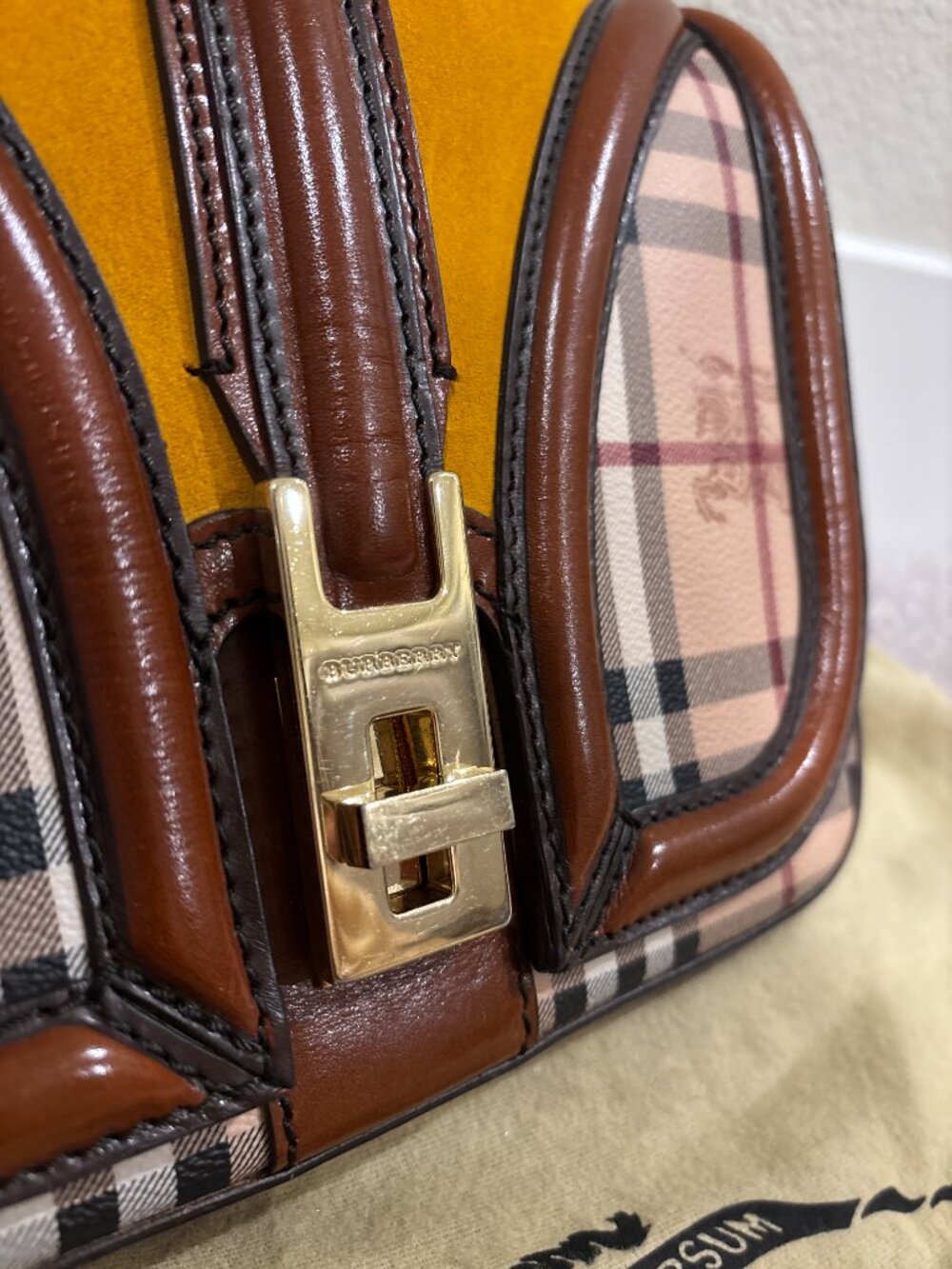 Burberry Haymarket Check Multicolor Top Handle Crossbody Bag - Picture 3 of 16